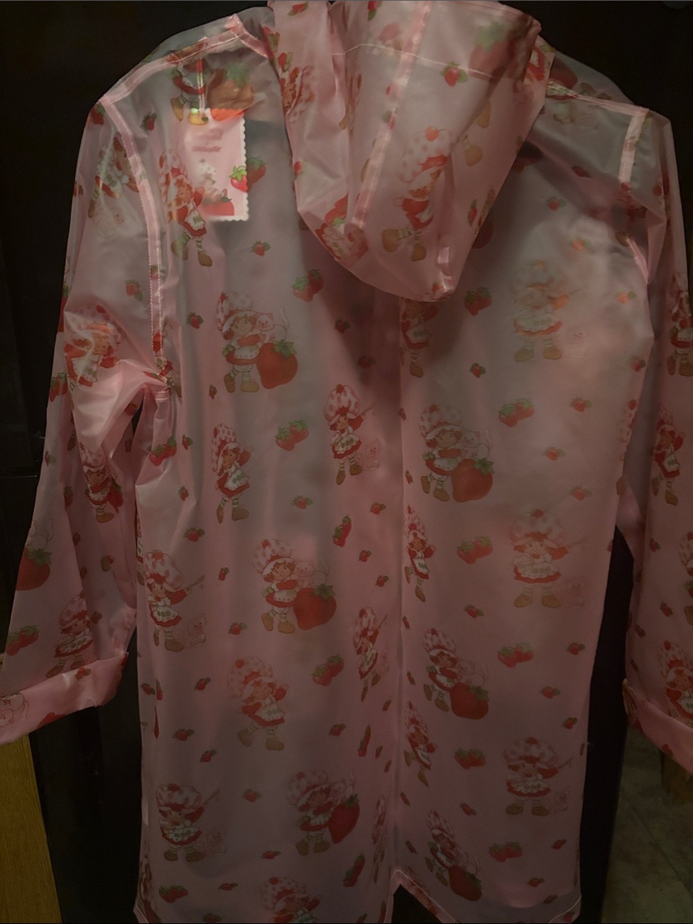 Pink Strawberry Print Raincoat Jacket - Women's - Picture 7 of 8